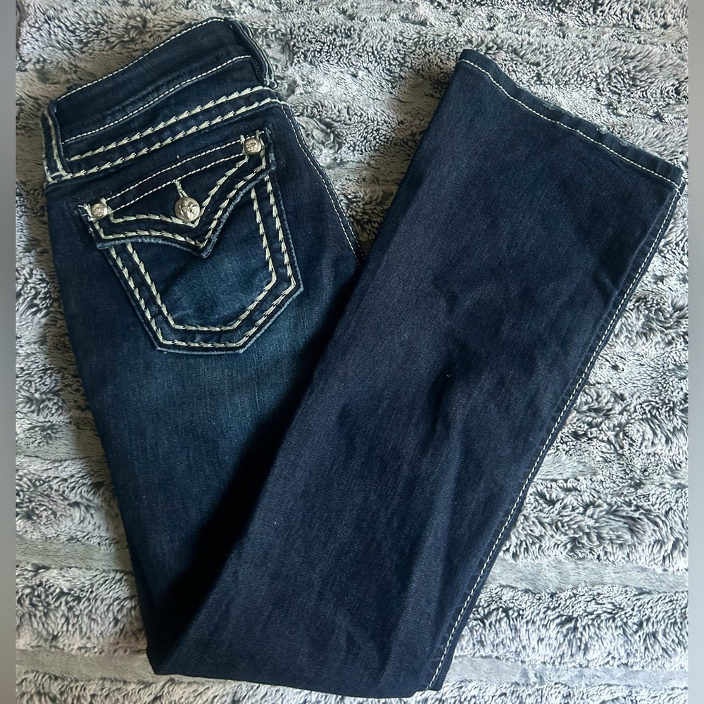 Miss Me Jeans: Loose Saddle Stitch Border Bootcut Jeans